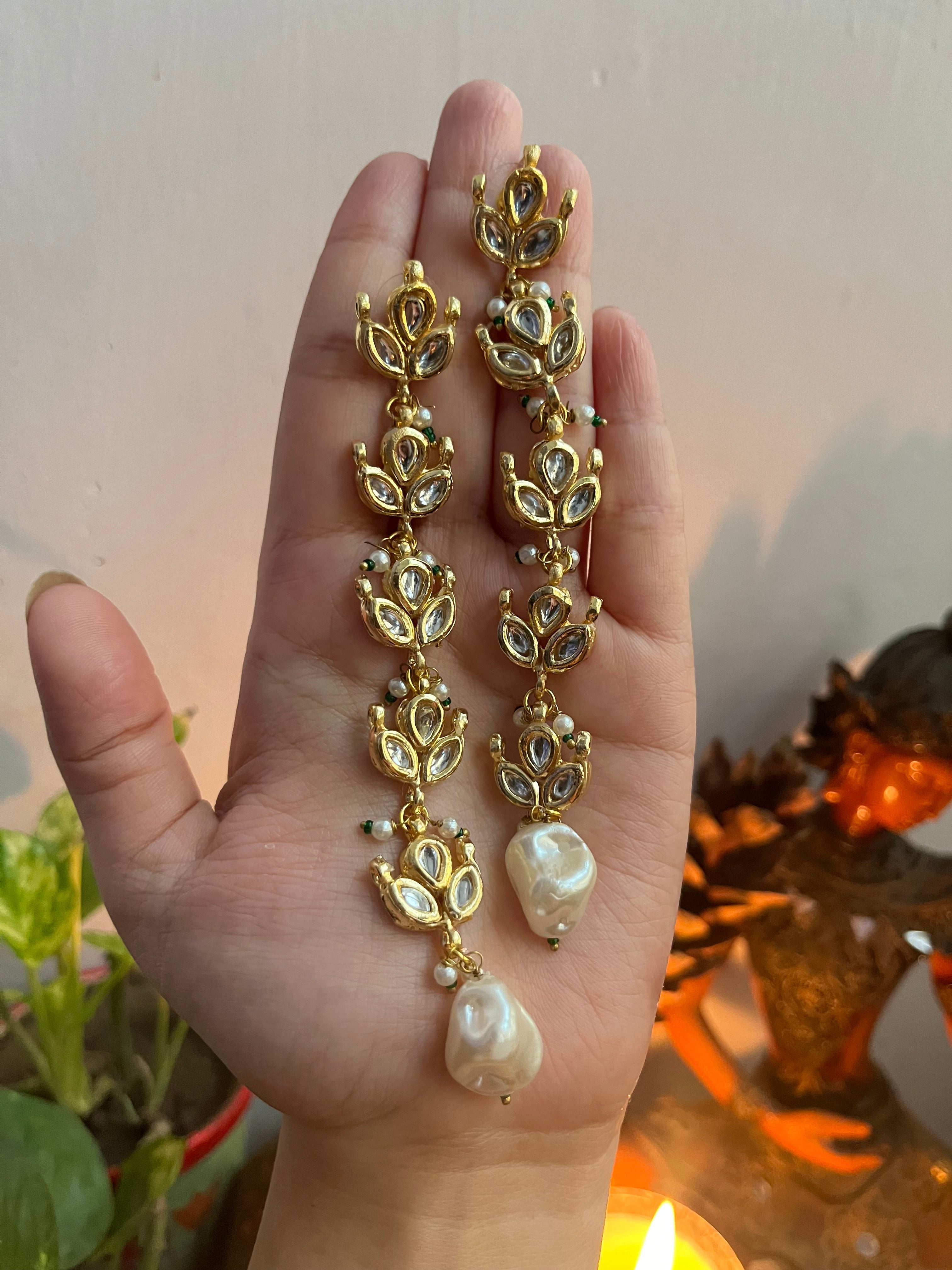 ANAMIKA kundan earrings with baroque pearl