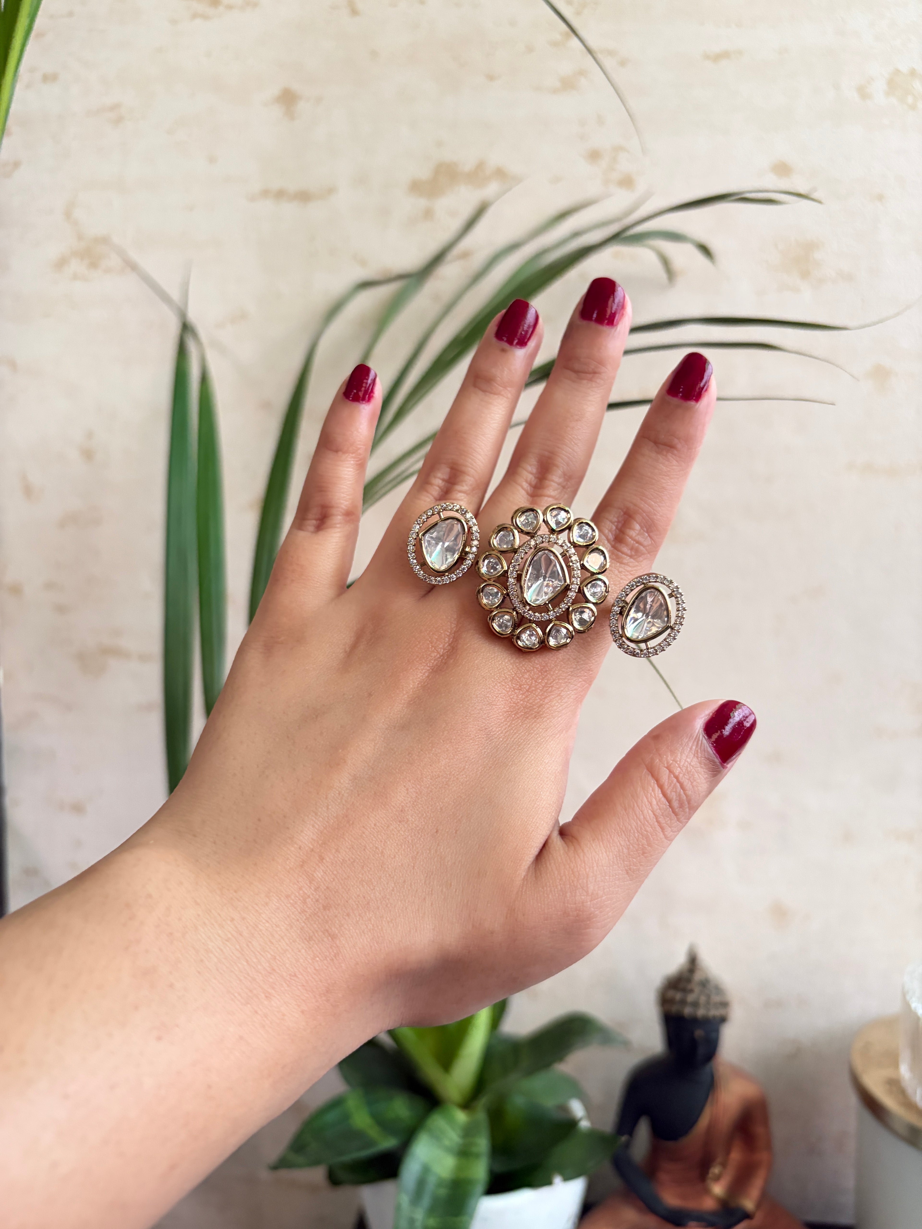 VARIYA Polki Double Finger Ring