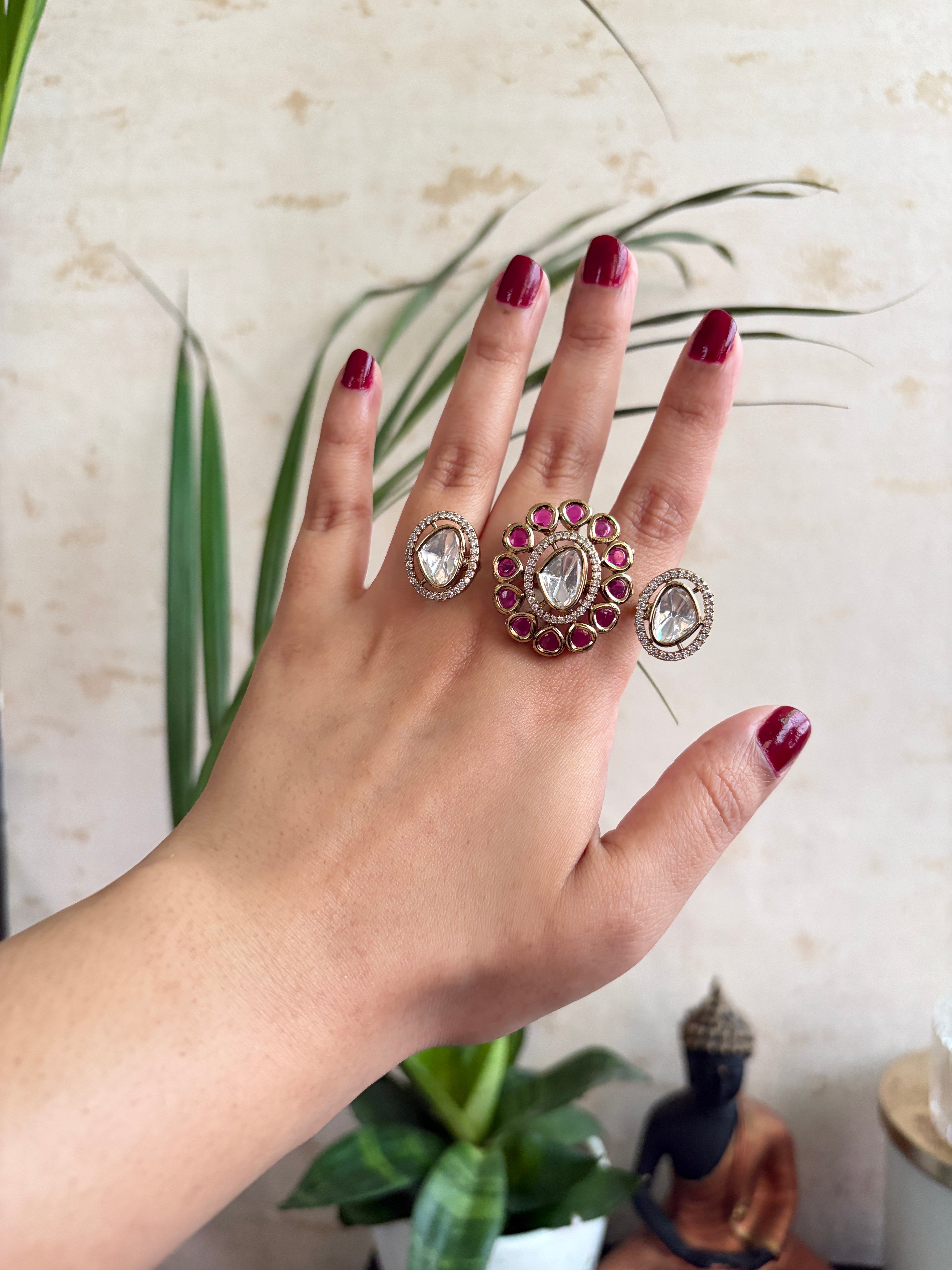 VARIYA Polki Double Finger Ring