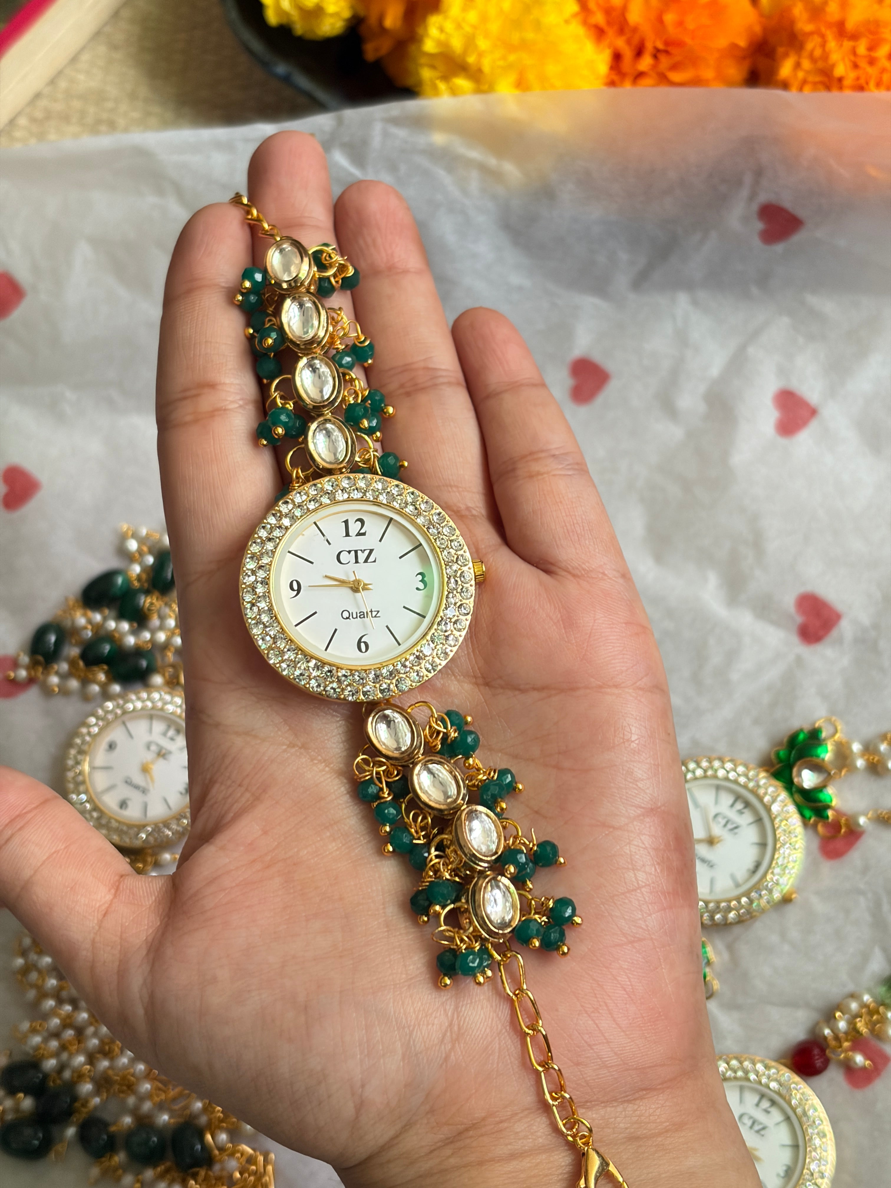 Kundan Watch With green