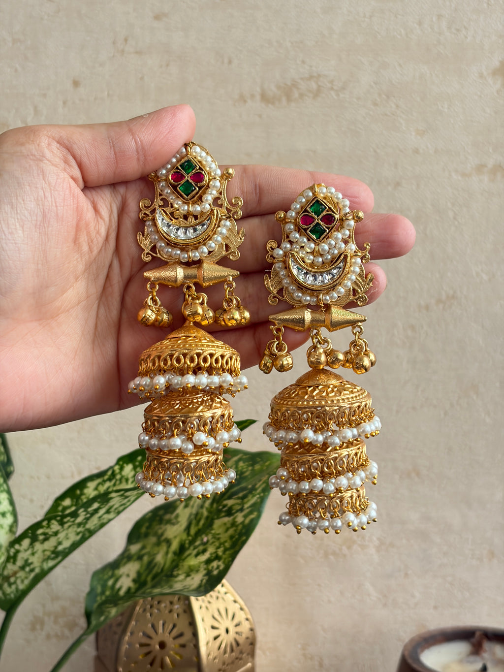 SAMEERA premium brass layered jhumka