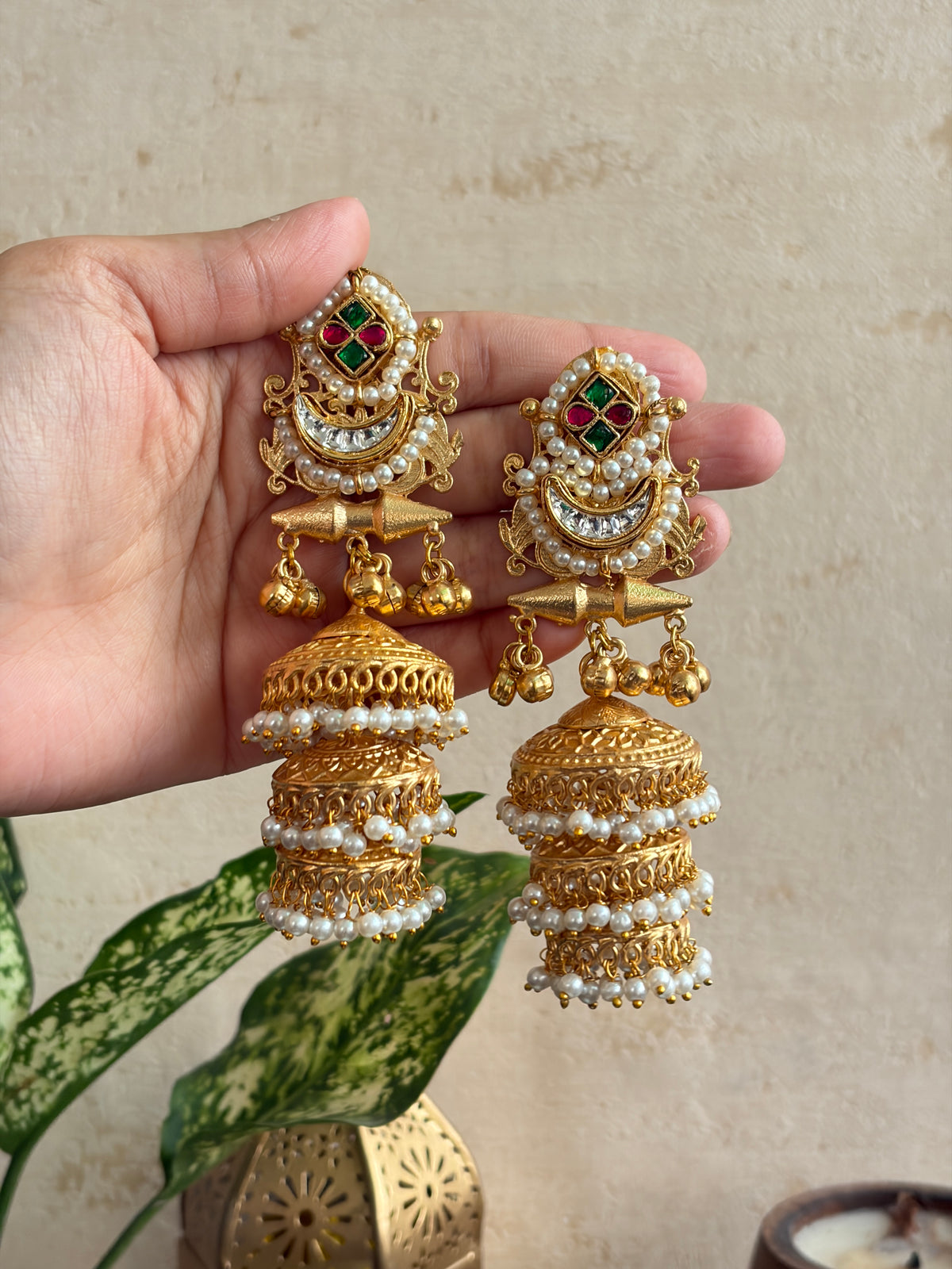 SAMEERA premium brass layered jhumka