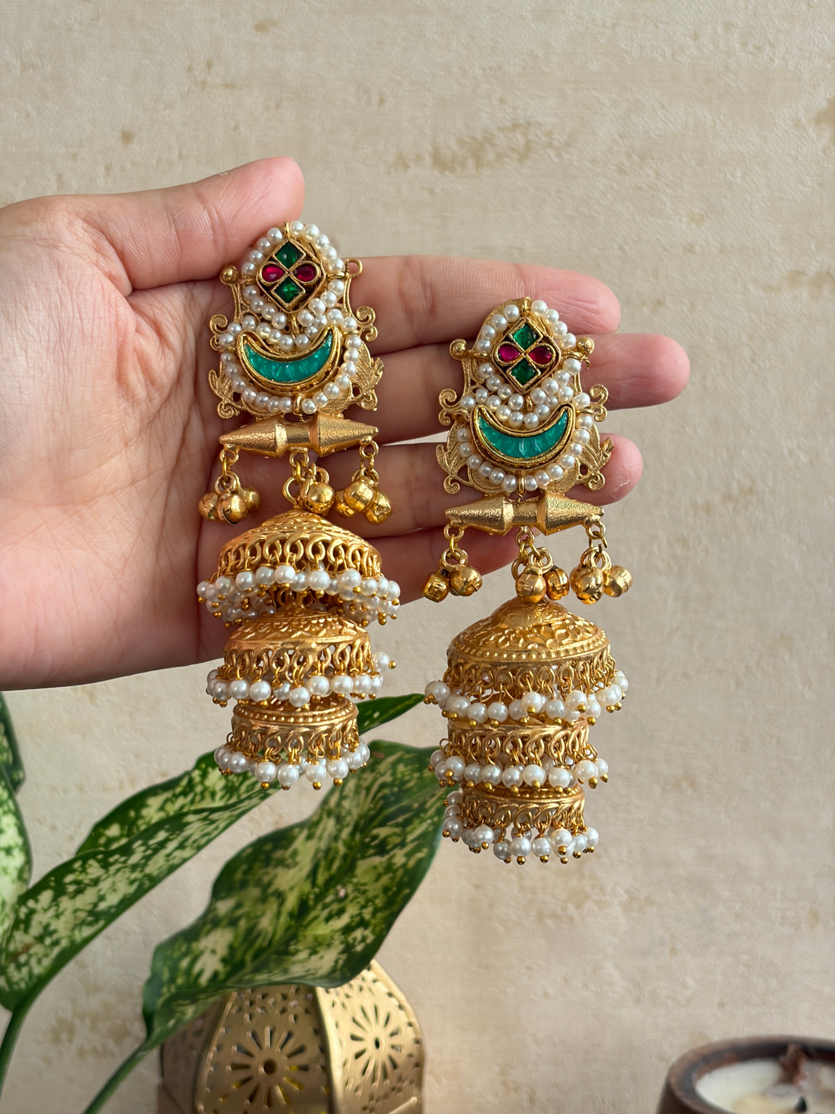 SAMEERA premium brass layered jhumka