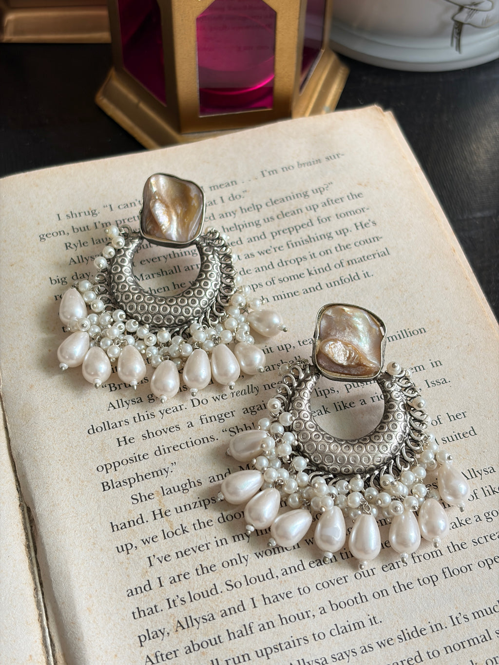 DIYA German-Silver Pearl Earrings