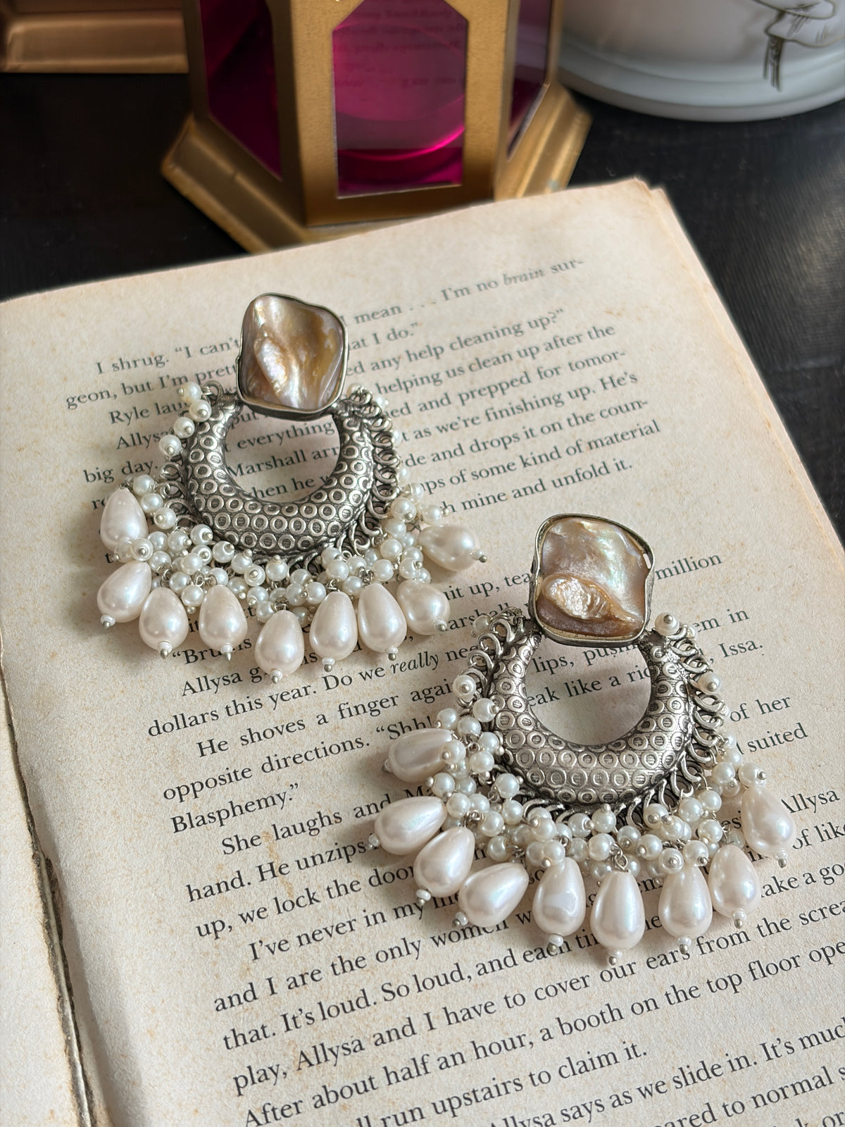 DIYA German-Silver Pearl Earrings