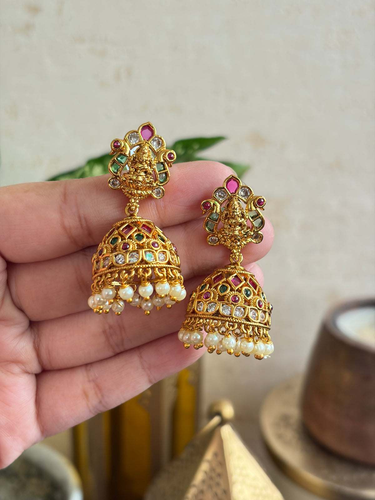 SAANVI Laxmi Temple Jhumka