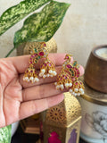 MIHIKA Kemp Stone Double Jhumka
