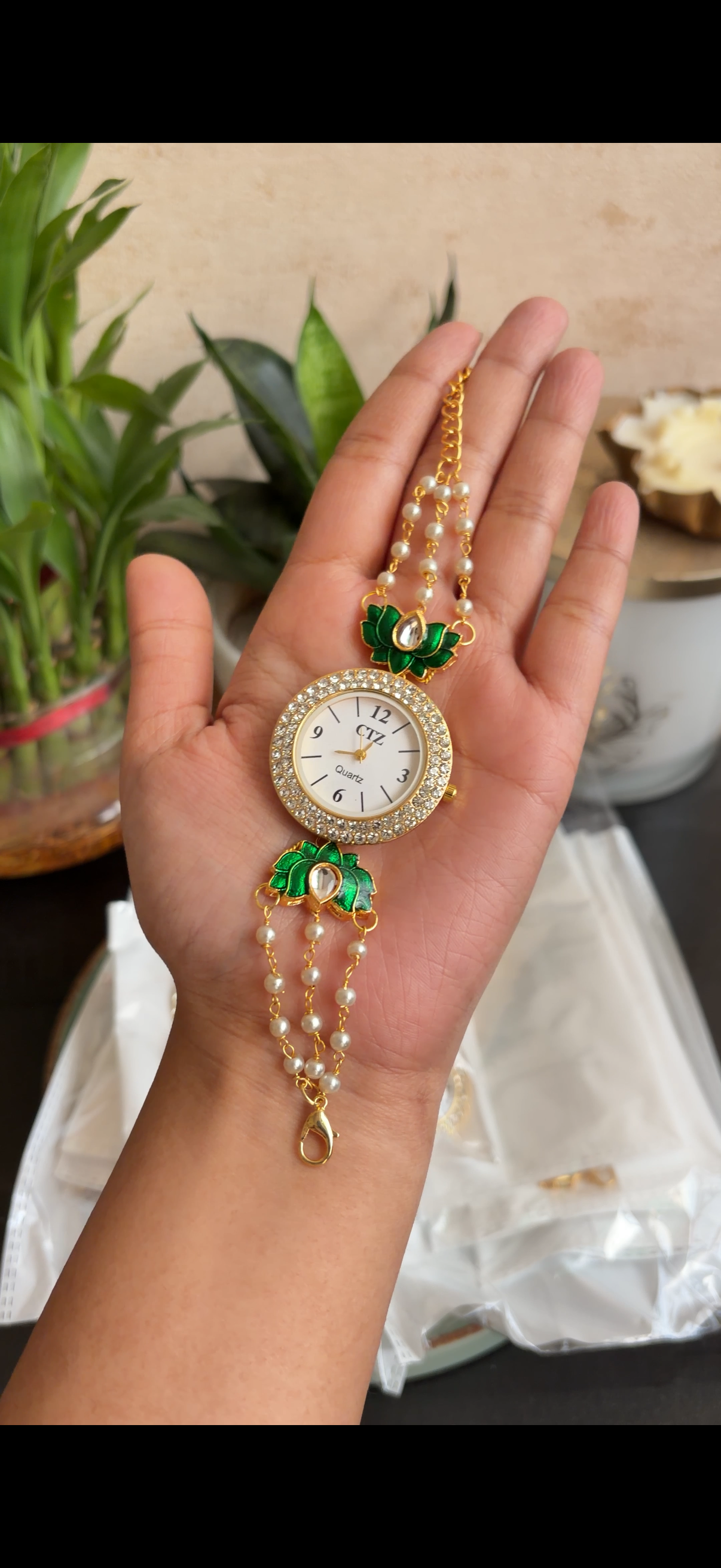 Green Lotus Watch Bracelet