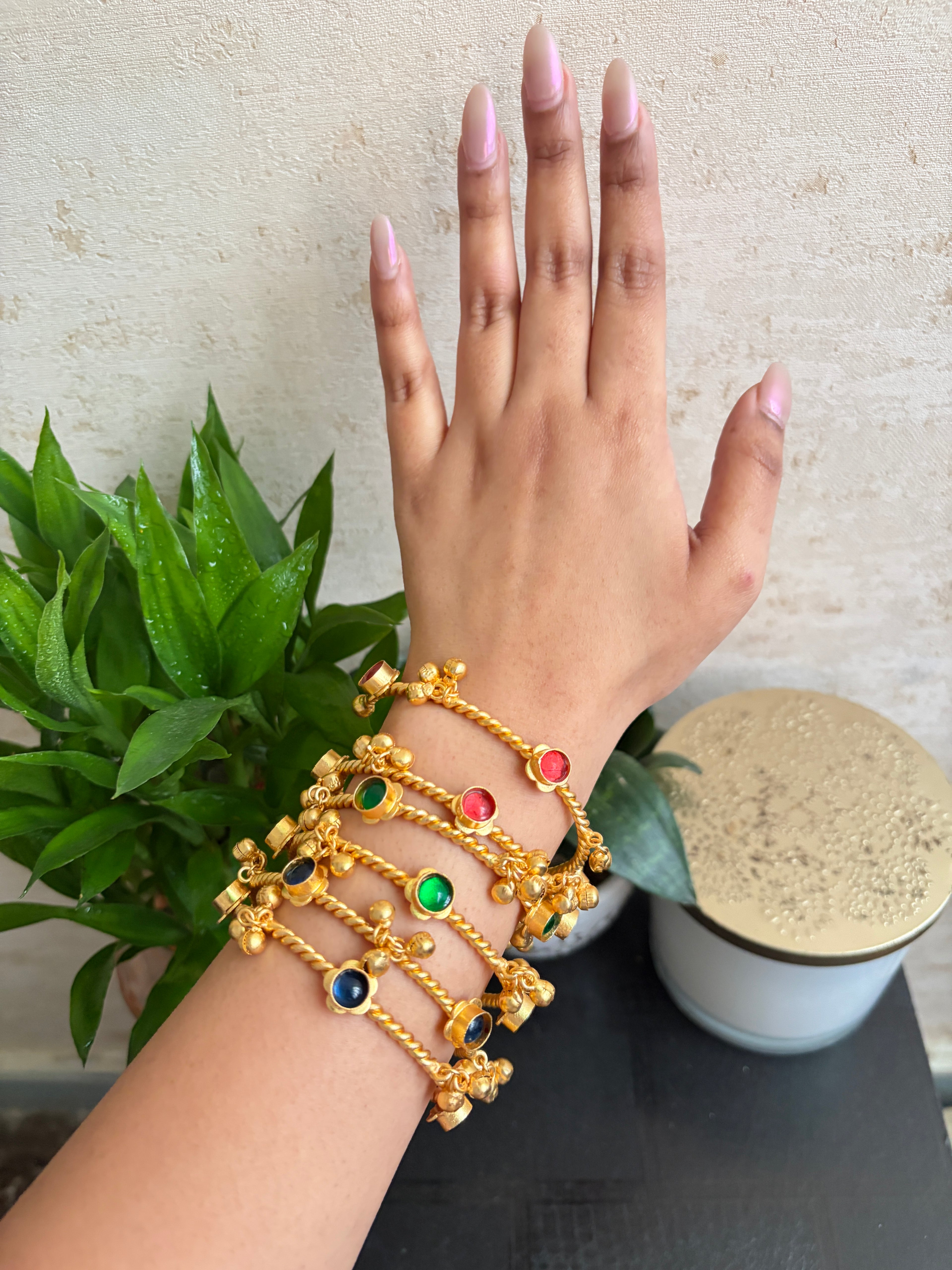 Brass Stone Ghungroo Bangles