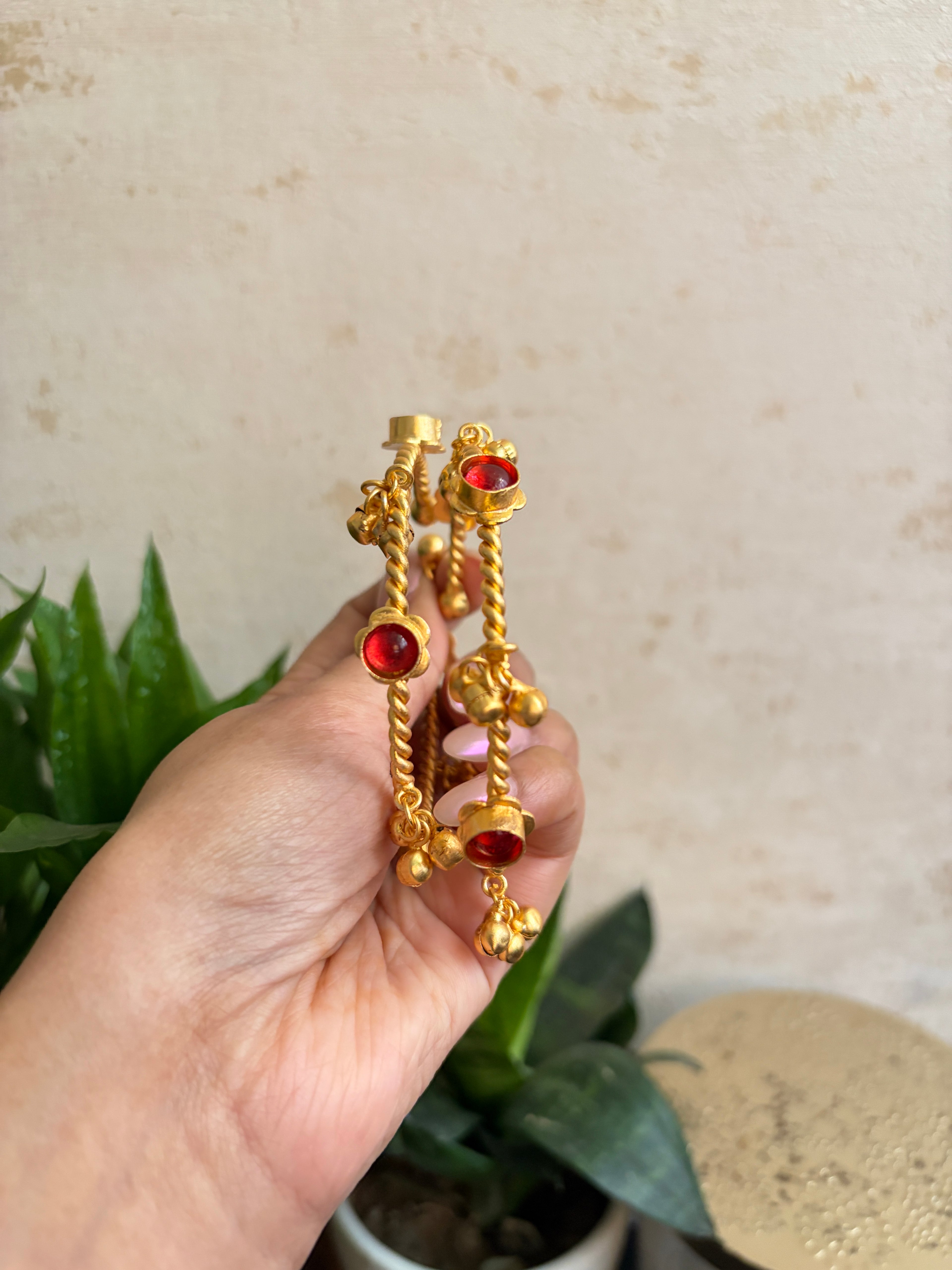 Brass Stone Ghungroo Bangles