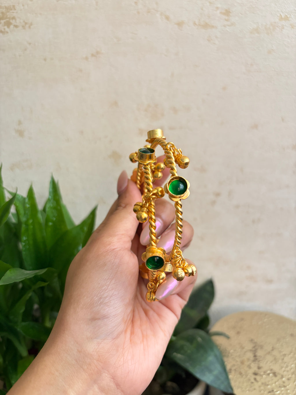 Brass Stone Ghungroo Bangles
