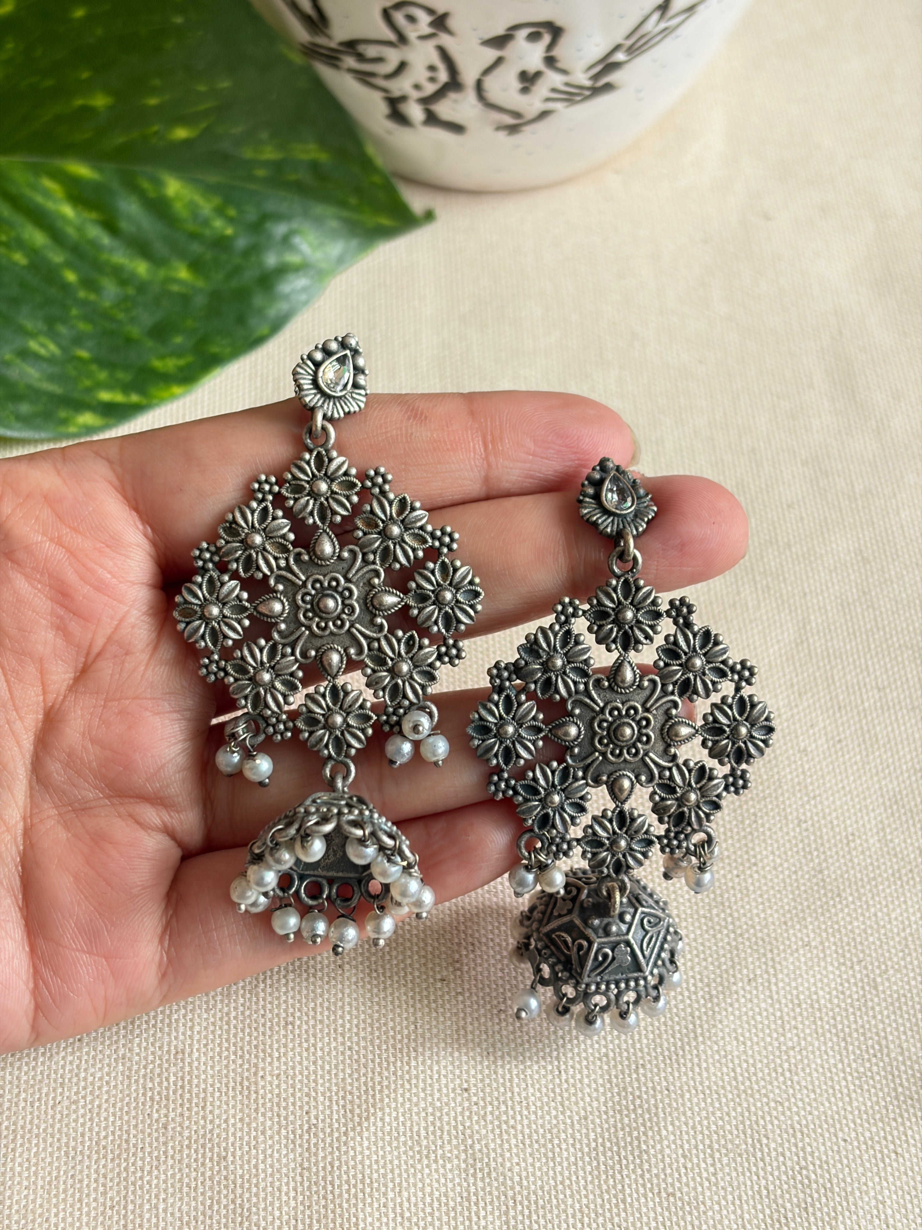 CHITRA German Silver jhumka