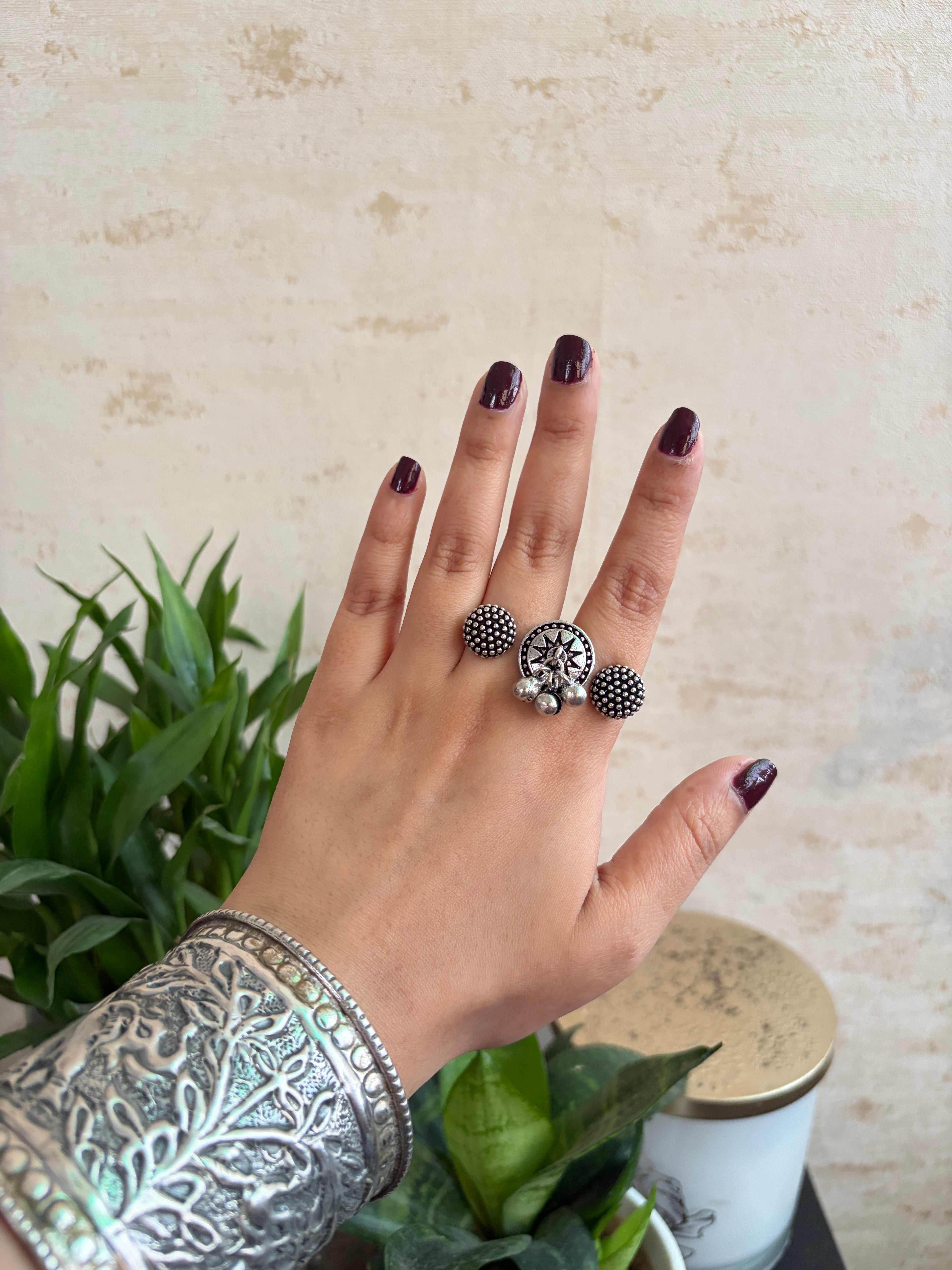Double Finger German Silver Ring