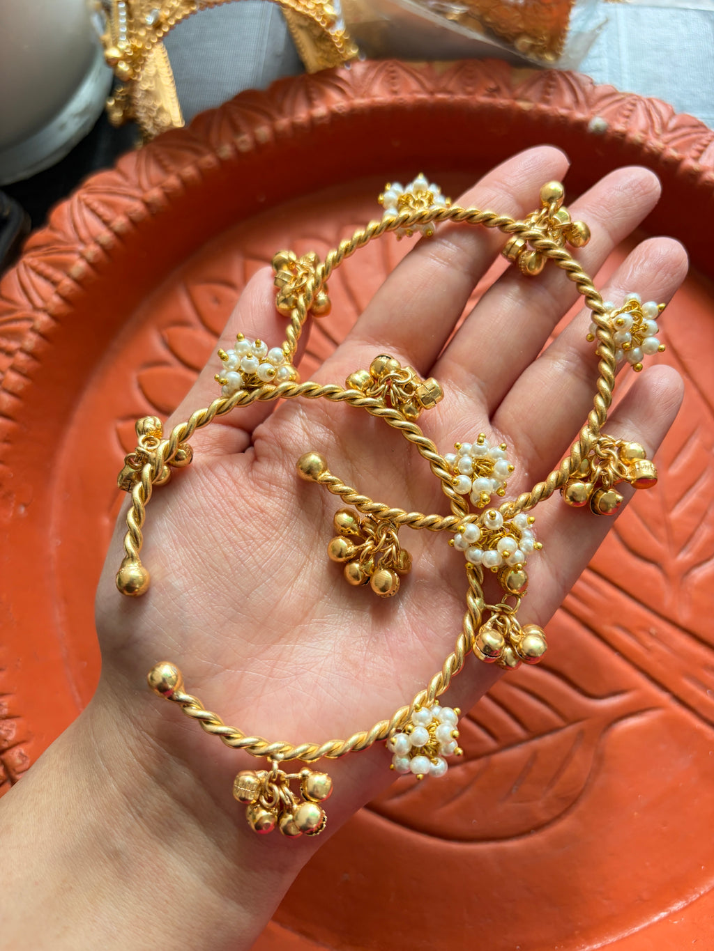 Pearl Ghungroo Bangles (pair)